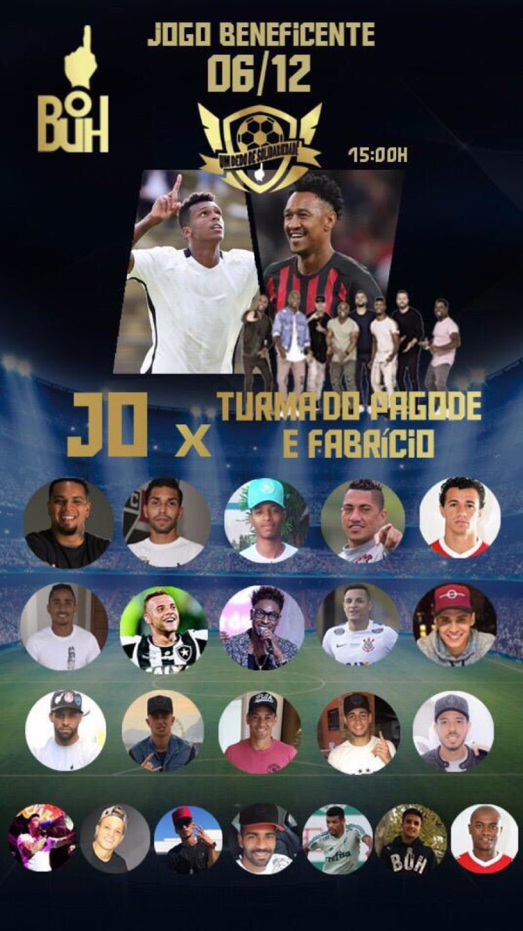 O craque J&ocirc; convida seus amigos para jogo beneficente