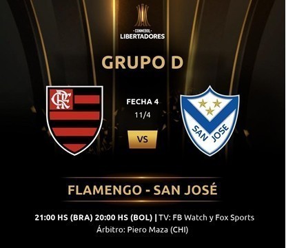 Flamengo x San José – Rubro-Negros tentam a todo custo reassumir a liderança