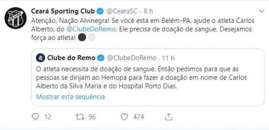Jogador do Clube do Remo é afastado e precisa de doação de sangue