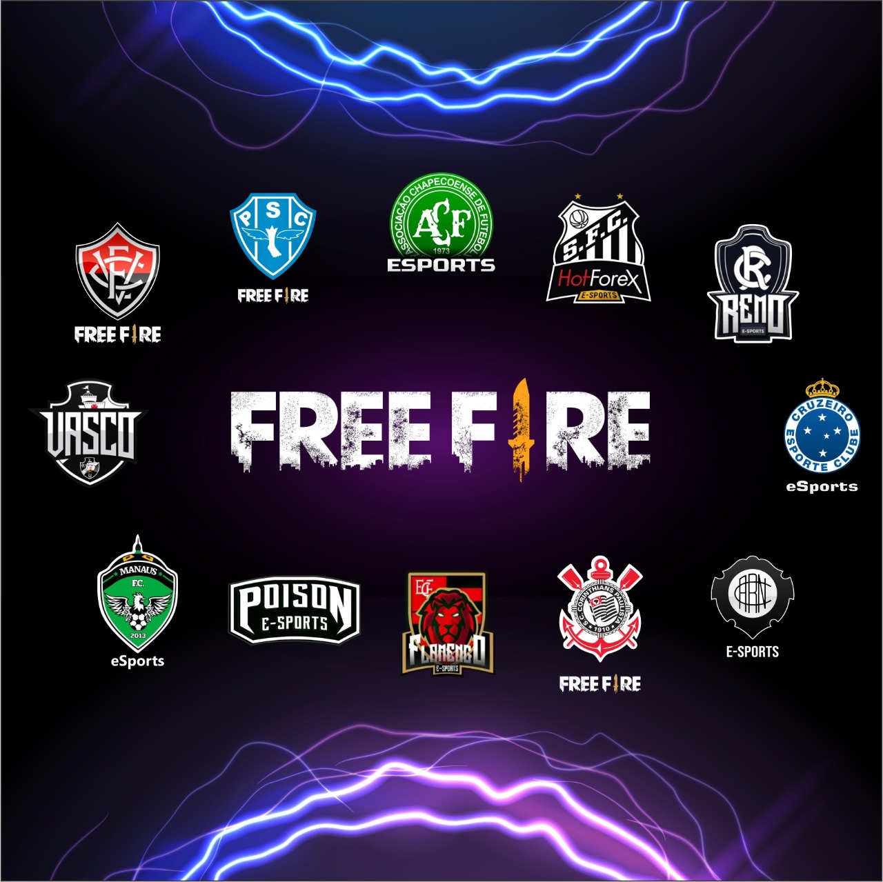 Clubes de futebol no mundo do Free Fire!