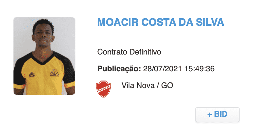 Moacir &eacute; regularizado pelo Vila Nova (Reprodu&ccedil;&atilde;o/CBF)