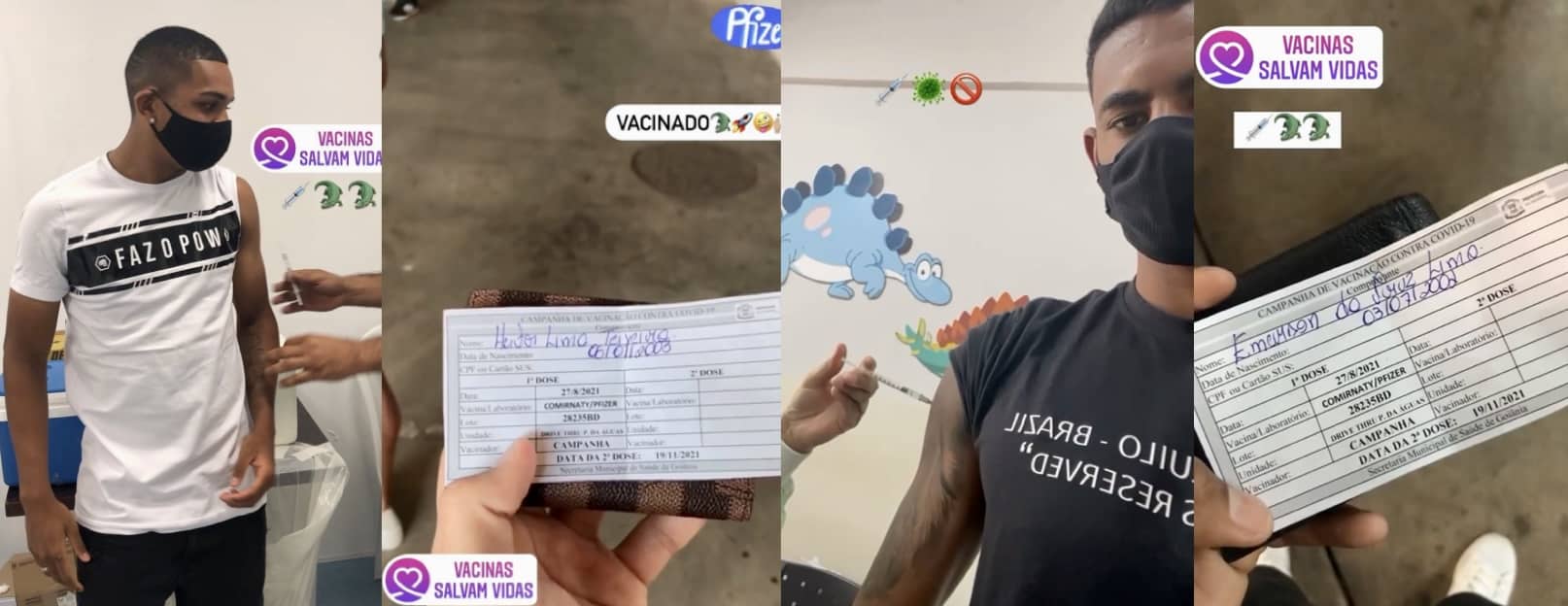 Em Goi&acirc;nia, jogadores do Vila Nova recebem primeira dose do imunizante (Fotos: Reprodu&ccedil;&atilde;o/Instagram)