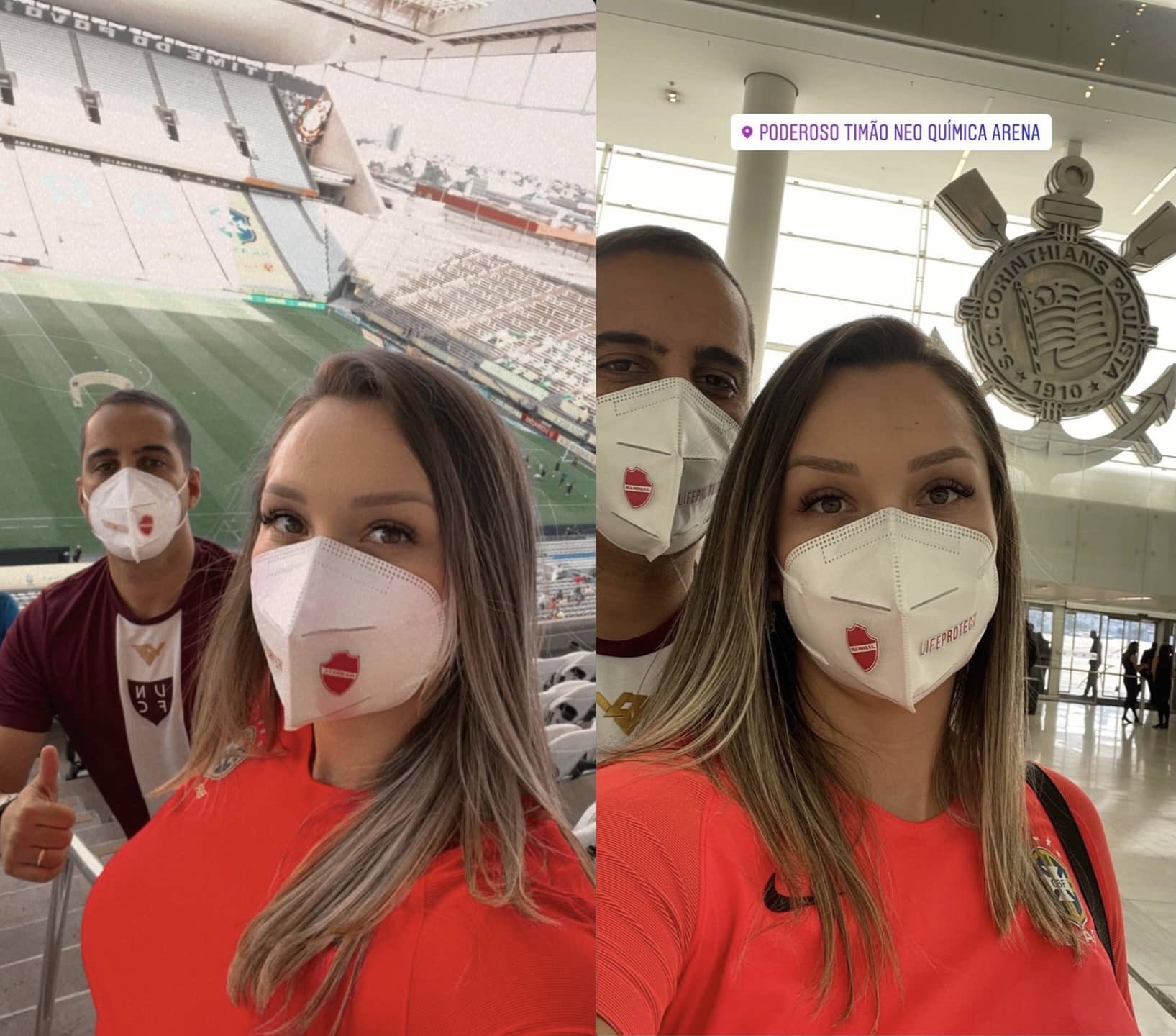 Presidente do Vila Nova e esposa na Neo Química Arena (Reprodução/Instagram)