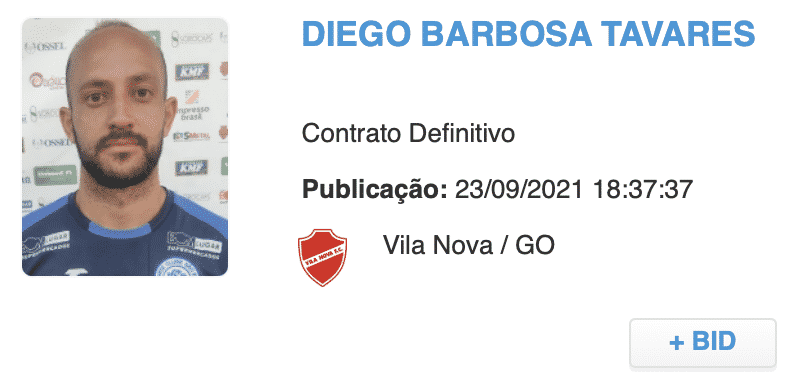 Diego Tavares aparece no BID e pode estrear pelo Vila Nova (Reprodução/CBF)