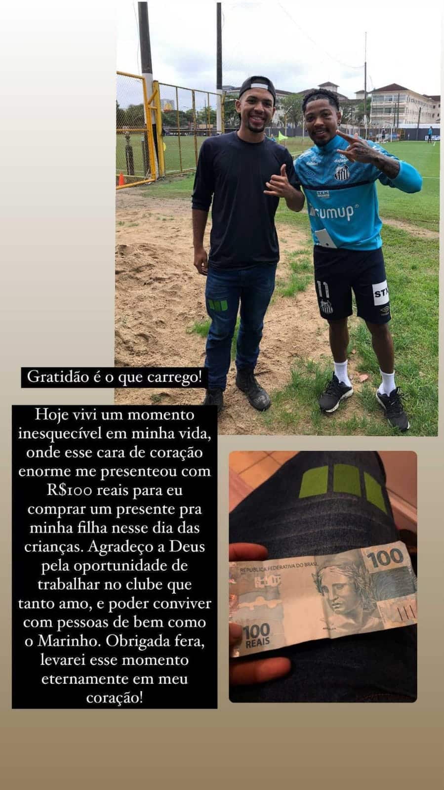 Presenteado por Marinho torcedor explica história e agradece: “Vou levar para o resto da minha vida esse momento”