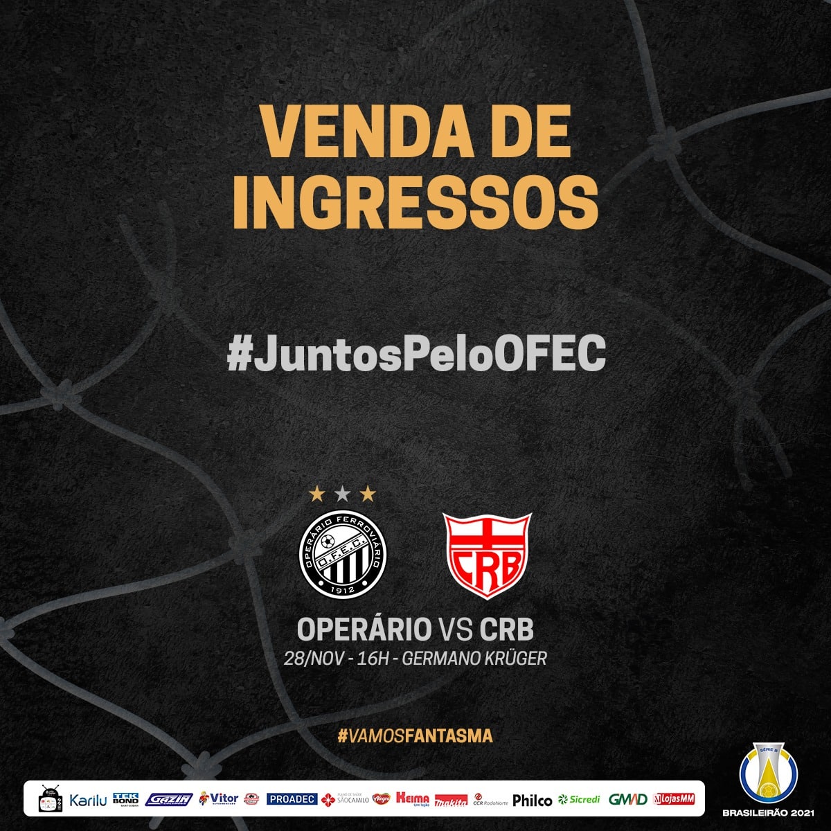 Juntos pelo Fantasma! Ingressos &agrave; venda para o confronto contra o CRB