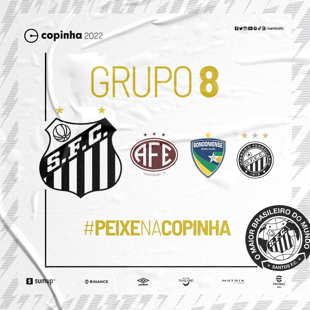 Santos est&aacute; no grupo 8 da Copinha e jogar&aacute; em Araraquara