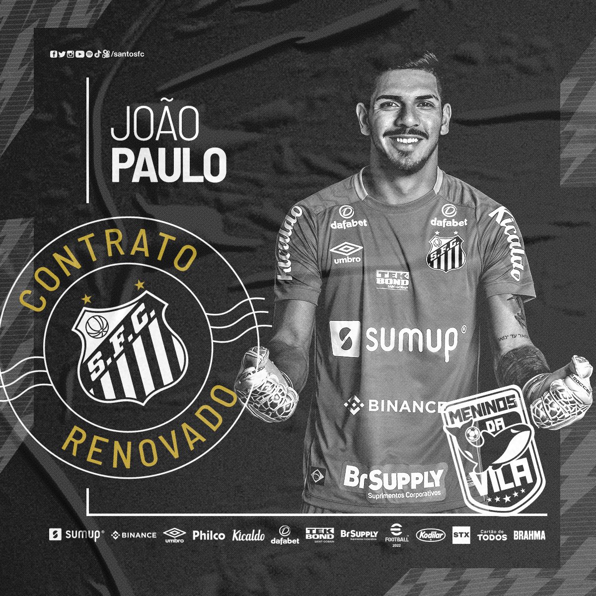 Santos renova com Jo&atilde;o Paulo at&eacute; 2026