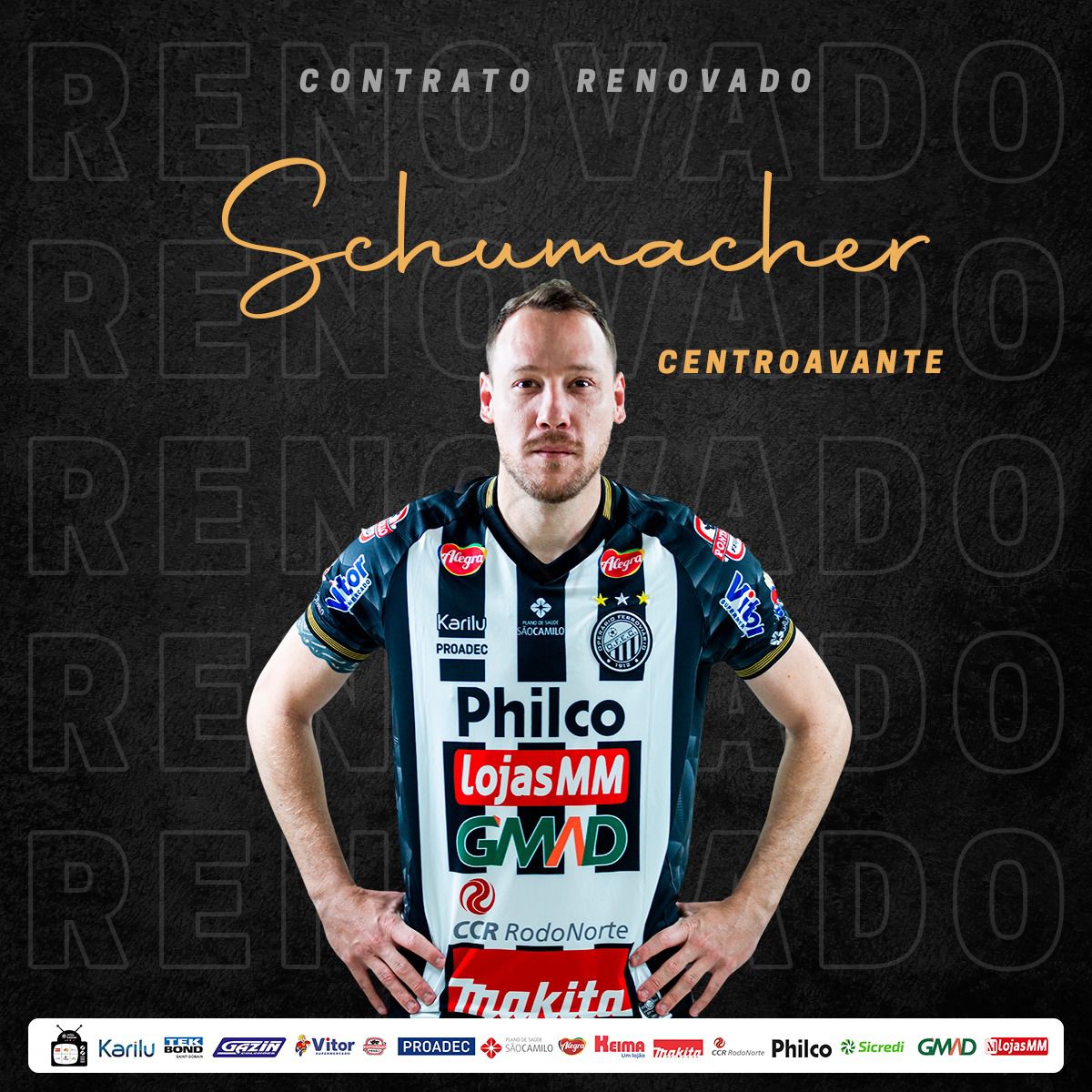 Oper&aacute;rio-PR anuncia a renova&ccedil;&atilde;o do contrato com Schumacher para a temporada de 2022