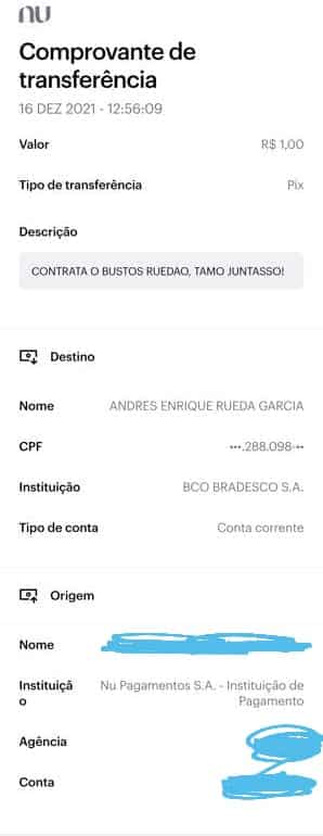 Torcedores descobrem CPF de Rueda e fazem PIX pedindo reforços e agradecendo pelo trabalho: "Ruedão, trás o Bustos!!!"