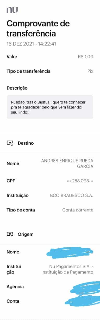 Torcedores descobrem CPF de Rueda e fazem PIX pedindo reforços e agradecendo pelo trabalho: "Ruedão, trás o Bustos!!!"
