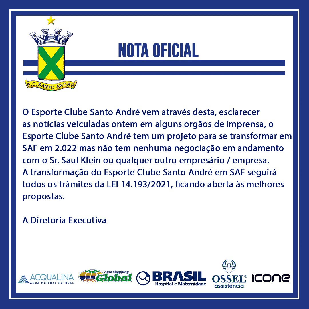 Santo Andr&eacute; pretende se tornar SAF em 2022