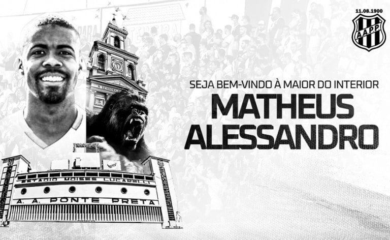 Atacante Matheus Alessandro &eacute; integrado ao elenco da Ponte Preta