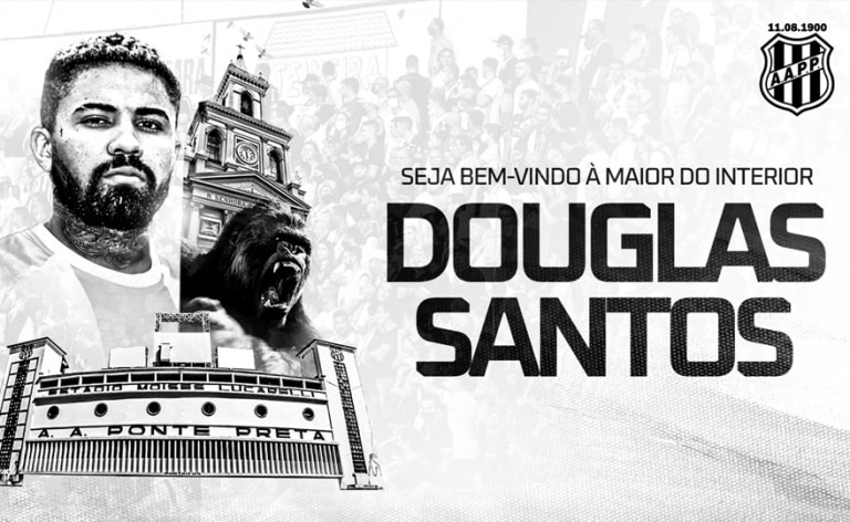 Douglas Santos veste a camisa da Ponte Preta para a S&eacute;rie B
