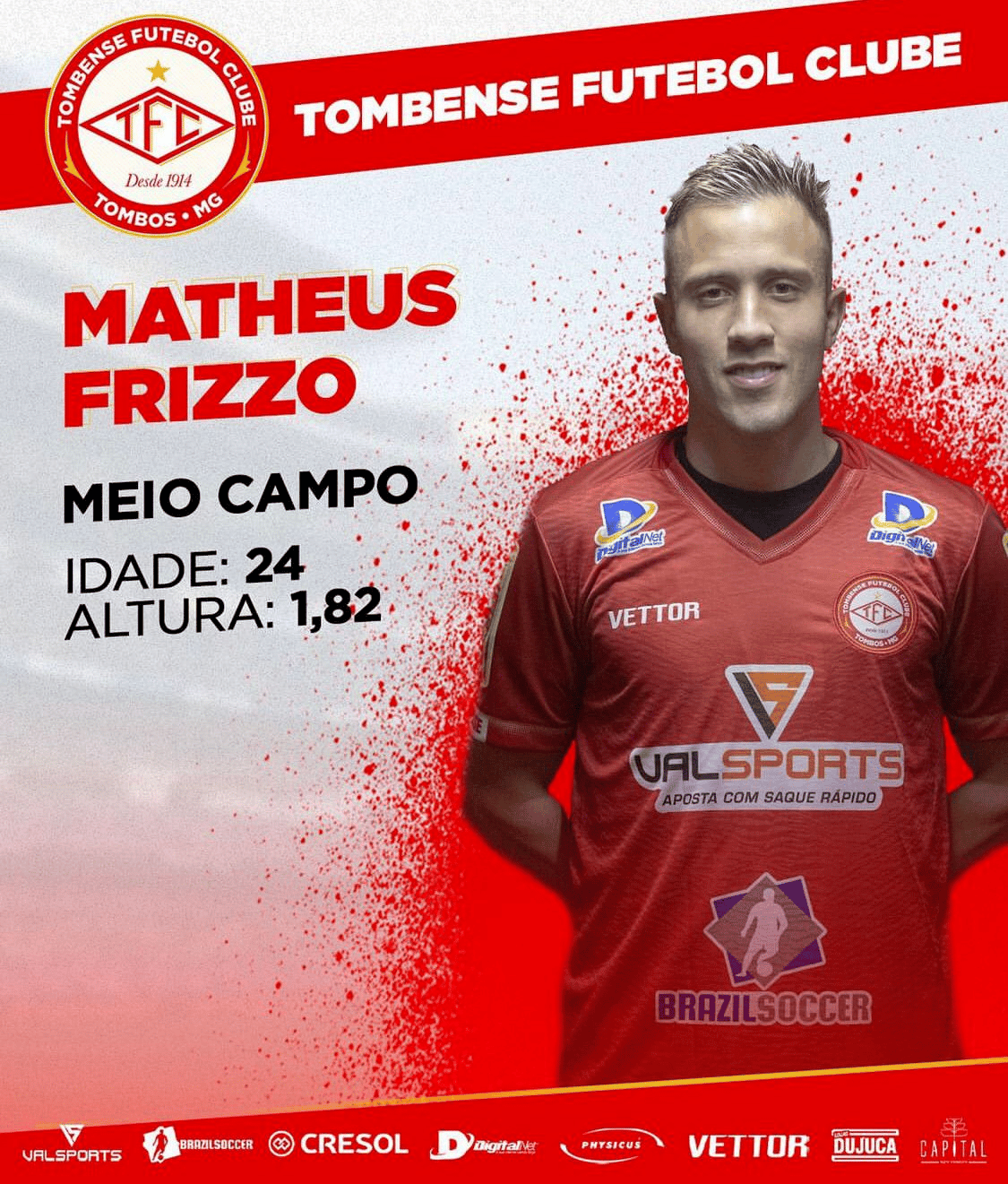 Tombense anuncia mais um meia como refor&ccedil;o