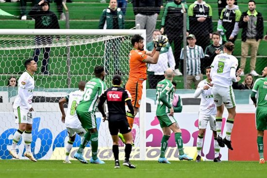 Matheus Cavichioli se destacou na partida contra o Juventude (Foto: Divulga&ccedil;&atilde;o / Am&eacute;rica FC)