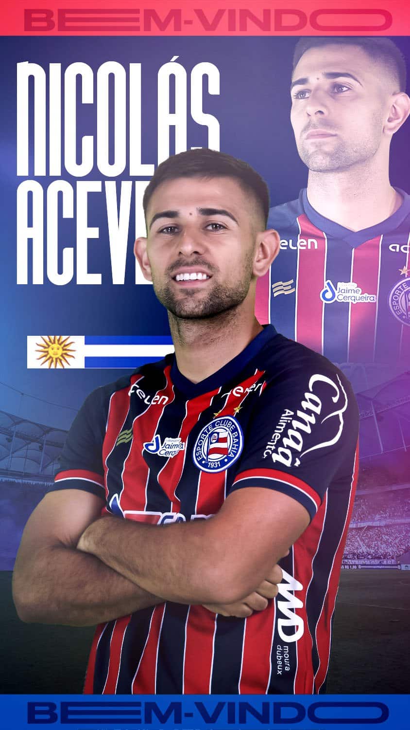 Bahia anuncia contrata&ccedil;&atilde;o de volante uruguaio Nicol&aacute;s Acevedo