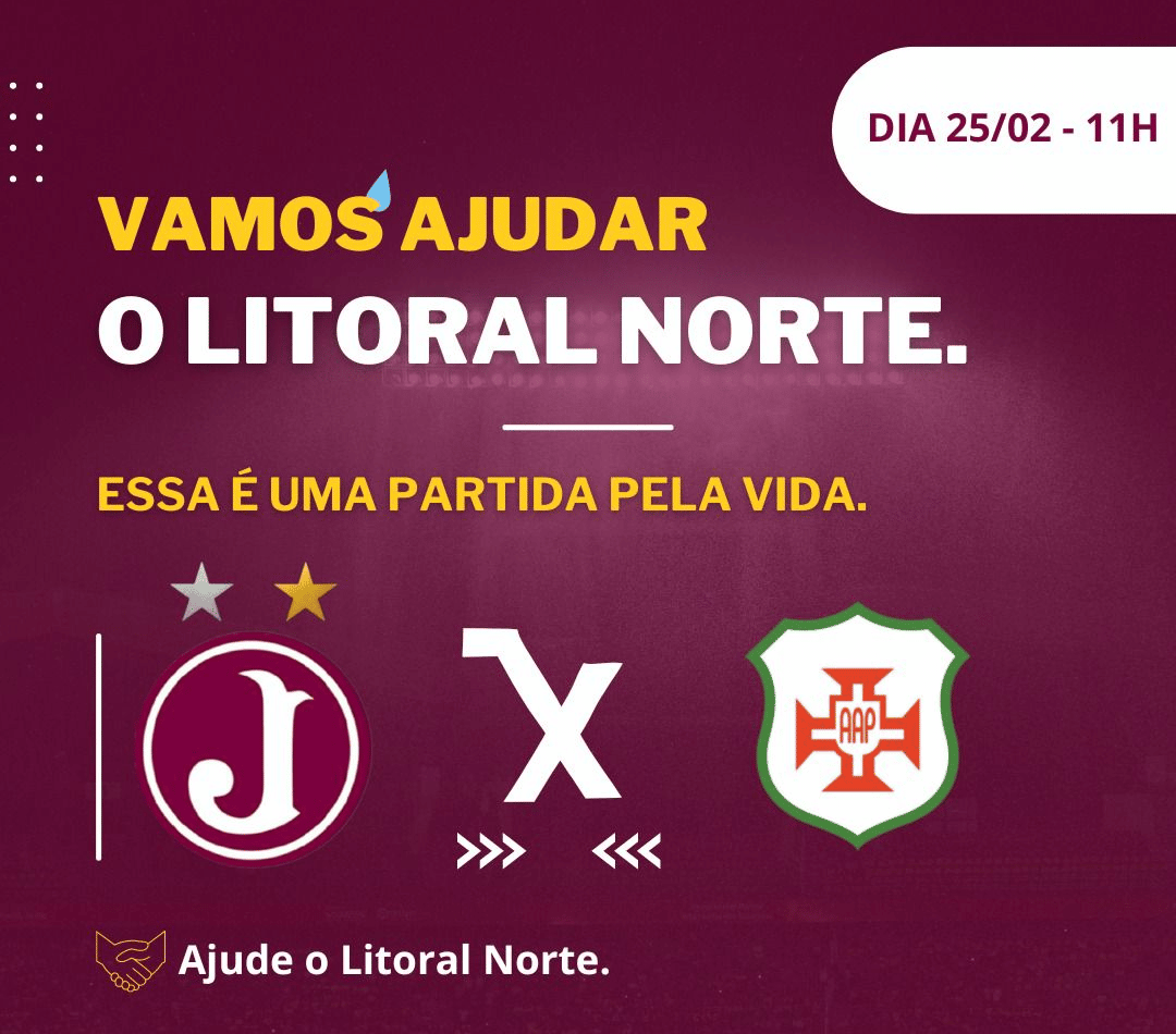 Juventus entra na campanha e promove jogo beneficente em prol das v&iacute;timas do litoral norte de SP